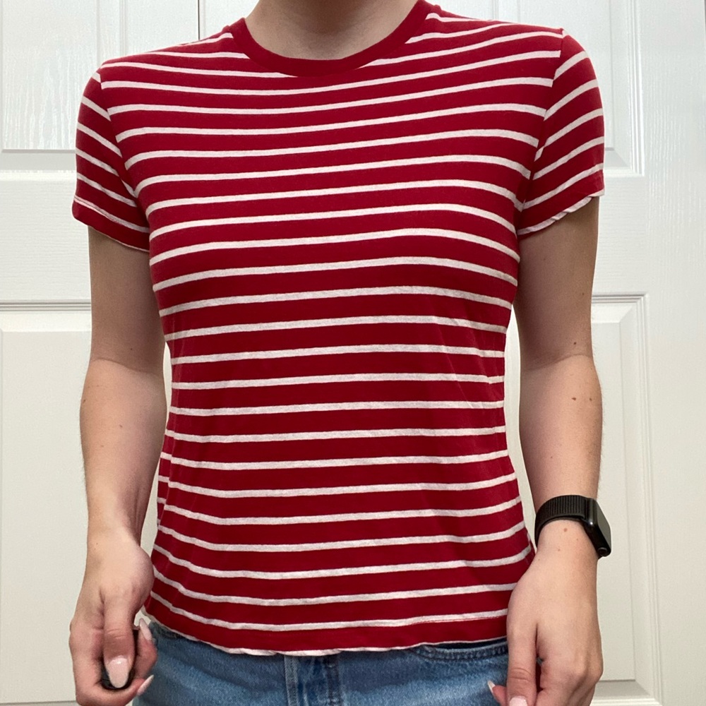 Brandy Melville red and white striped tee